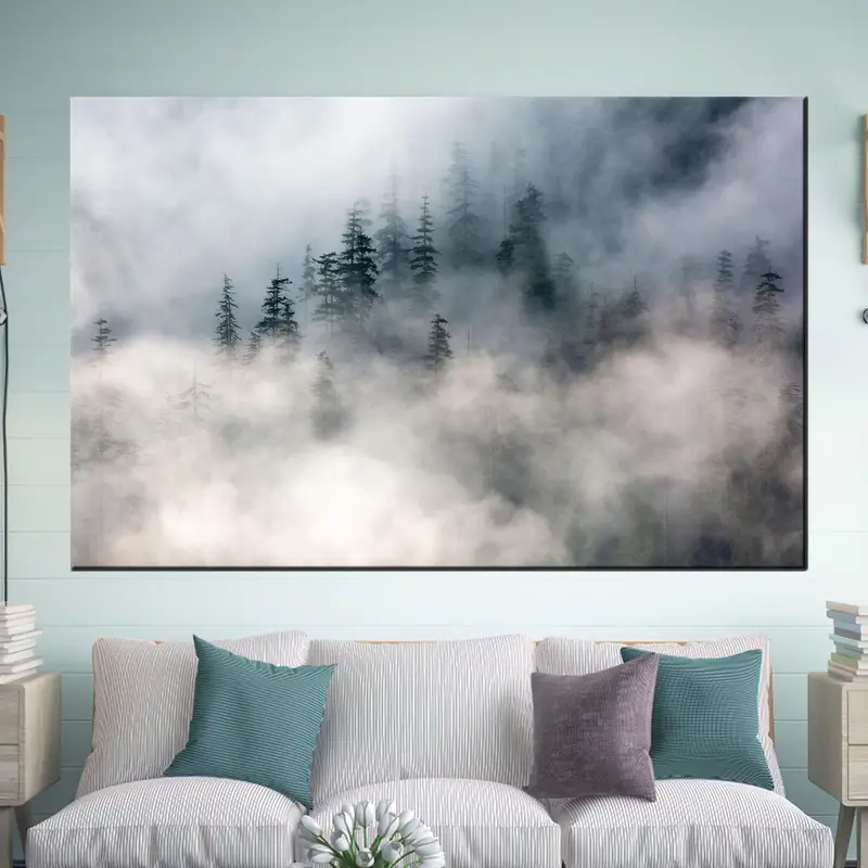 Elegant Mountain Forest Nature Landscape Canvas Print