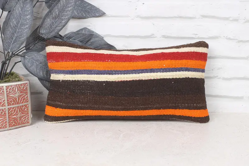 8x16 Brown Cushion, Pastel Cushion Case, Home Decor Pillow, Square Throw Pillow, Kilim Pillow Cover, Cushion, Patio Cushion Case, Turkish Pillow - 1