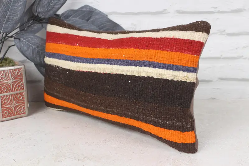 8x16 Brown Cushion, Pastel Cushion Case, Home Decor Pillow, Square Throw Pillow, Kilim Pillow Cover, Cushion, Patio Cushion Case, Turkish Pillow - 4