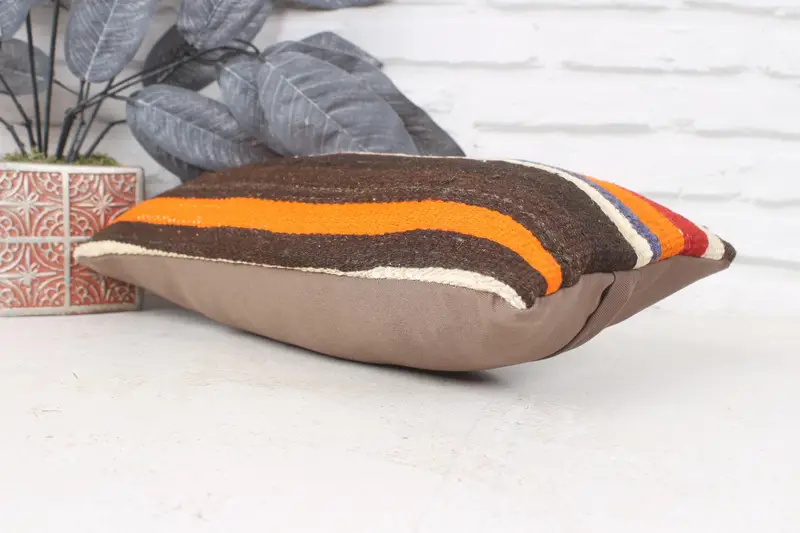 8x16 Brown Cushion, Pastel Cushion Case, Home Decor Pillow, Square Throw Pillow, Kilim Pillow Cover, Cushion, Patio Cushion Case, Turkish Pillow - 6