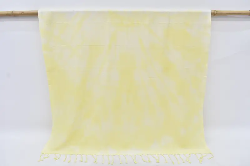 Handmade Turkish Peshtemal Towel Yellow Tie Dye, 70x36 Inches