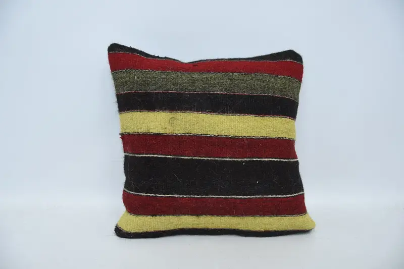 Square Throw Striped Pillow Cover, Gift Red 50x50 cm Cushion Case - 1