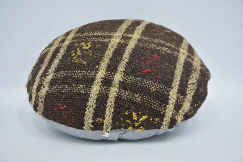 Ethnical Kilim Rug Pillow, Ethnic Throw Cushion Case, Vintage Pillow, Handmade Kilim Cushion, Cushion Cover, Bench Pillow, 16x16 Brown Cushion - 6