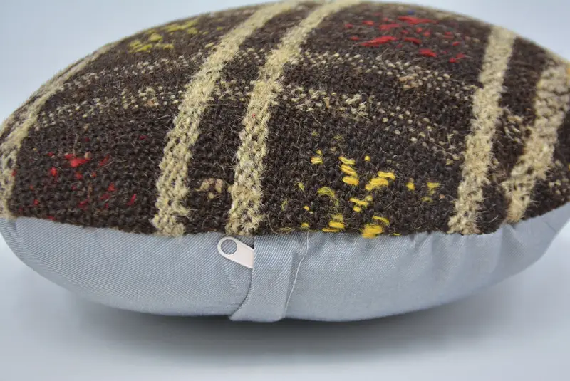 Ethnical Kilim Rug Pillow, Ethnic Throw Cushion Case, Vintage Pillow, Handmade Kilim Cushion, Cushion Cover, Bench Pillow, 16x16 Brown Cushion - 5