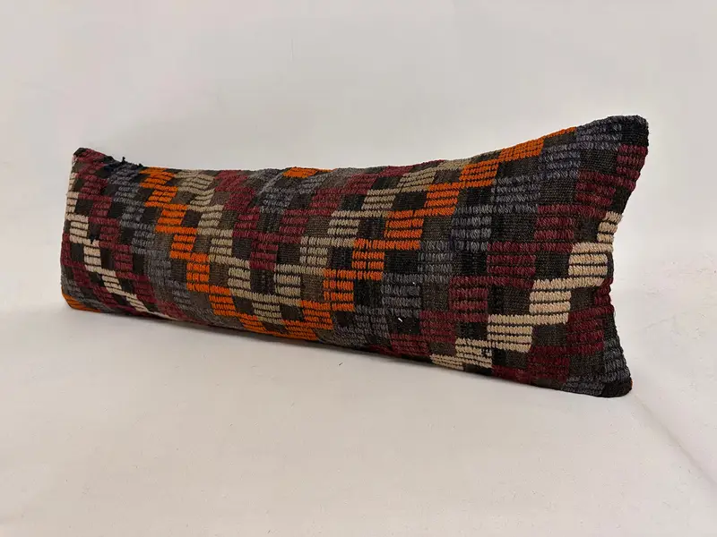 Designer Throw Pillow Cover, Vintage Pillow, 12x36 Purple Pillow Cover, Boho Pillow, Kilim Pillow, Pillow, Turkish Bench Pillow Case - 3