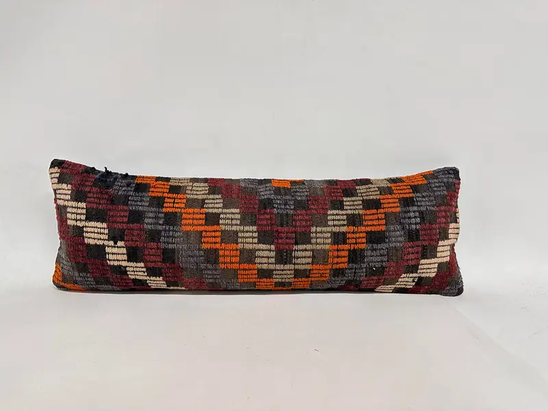 Designer Throw Pillow Cover, Vintage Pillow, 12x36 Purple Pillow Cover, Boho Pillow, Kilim Pillow, Pillow, Turkish Bench Pillow Case - 1