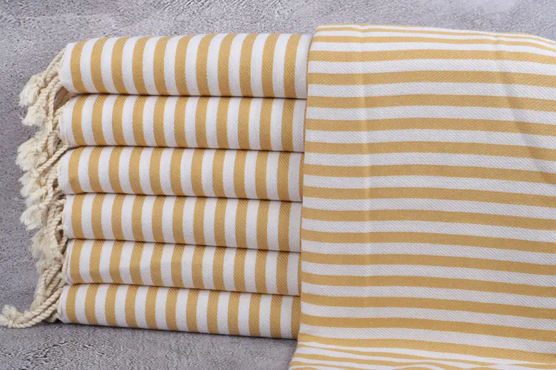 Turkish Towel Beige Stripes, Organic Cotton, 40x76 Inches