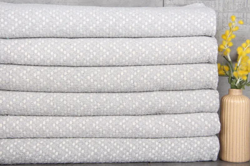 Handwoven Dish Towel Cotton Woven Tea Towel Light Gray Herringbone, 20x32 Inches