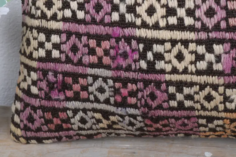 Turkish Pillow, Ikat Cushion Case, Interior Designer Pillow, Vintage Kilim Throw Pillow, 12x20 Pink Cushion Case, Cushion Case - 3