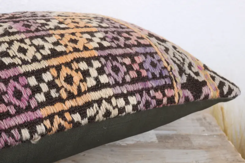 Turkish Pillow, Ikat Cushion Case, Interior Designer Pillow, Vintage Kilim Throw Pillow, 12x20 Pink Cushion Case, Cushion Case - 6