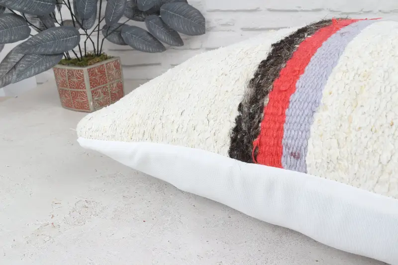 Turkish Pillow, 22x22 White Cushion Case, Cushion, Boho Throw Cushion, Yoga Pillow Case, Kilim Pillow Cover, Home Decor Pillow - 8
