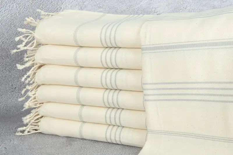 Wedding Favours Grau gestreiftes türkisches Handtuch für den Strand, Beige, 40 x 71 Zoll