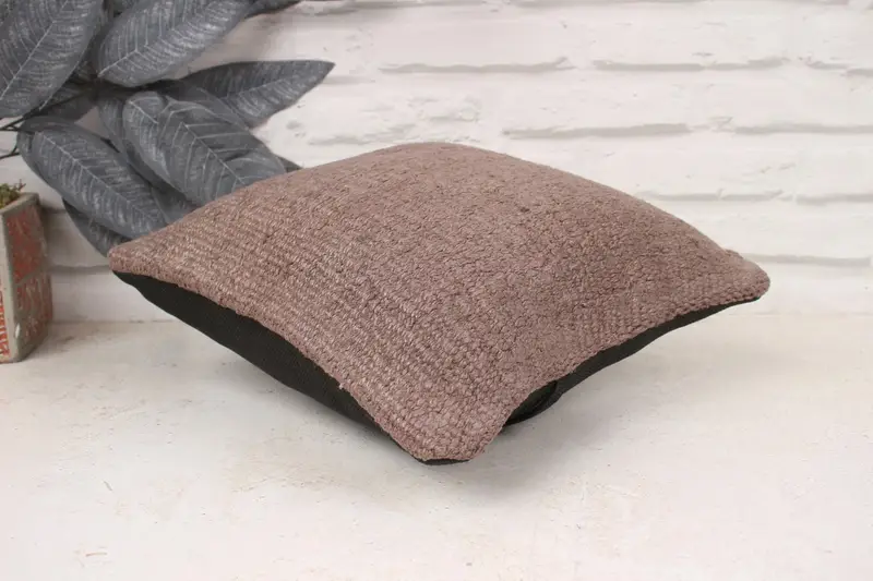Boho Pillow Sham Cover, 12x12 Brown Pillow Case, Turkish Kilim Pillow, Yoga Pillow Case, Pillow for Sofa, Cushion Cover - 6