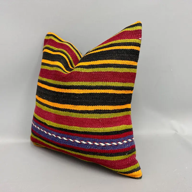 18x18 Red Cushion Case, Meditation Pillow, Rustic Pillow, Handmade Kilim Cushion, Kilim Pillow Cover, Boho Pillow, Cushion Case - 3