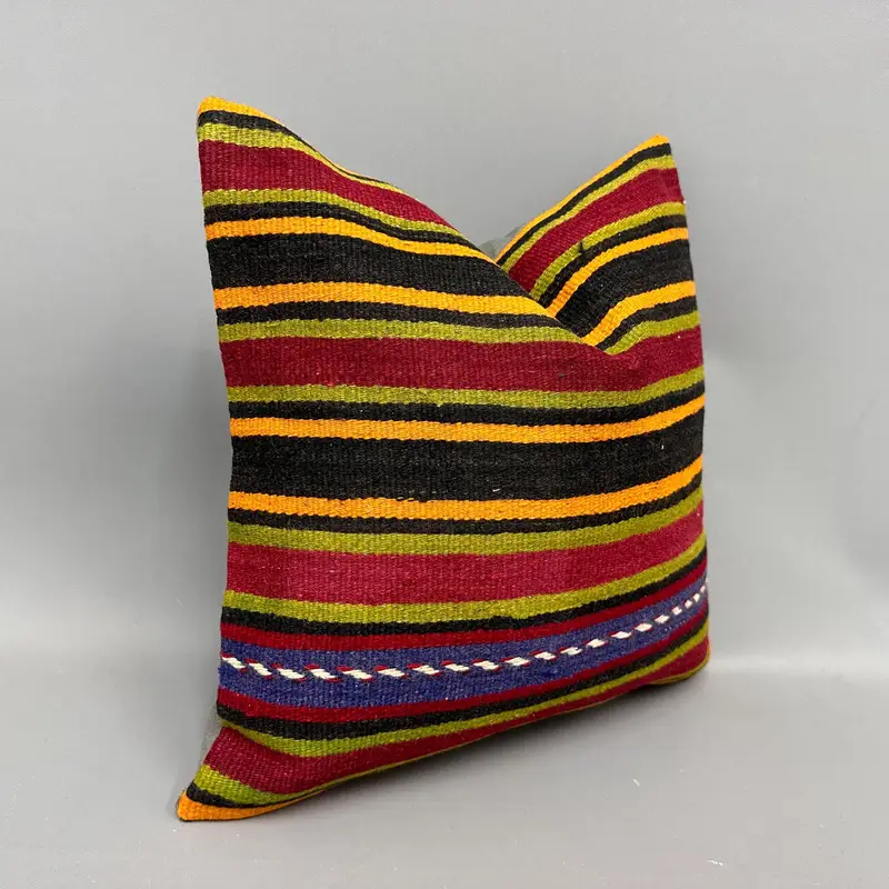 18x18 Red Cushion Case, Meditation Pillow, Rustic Pillow, Handmade Kilim Cushion, Kilim Pillow Cover, Boho Pillow, Cushion Case - 2