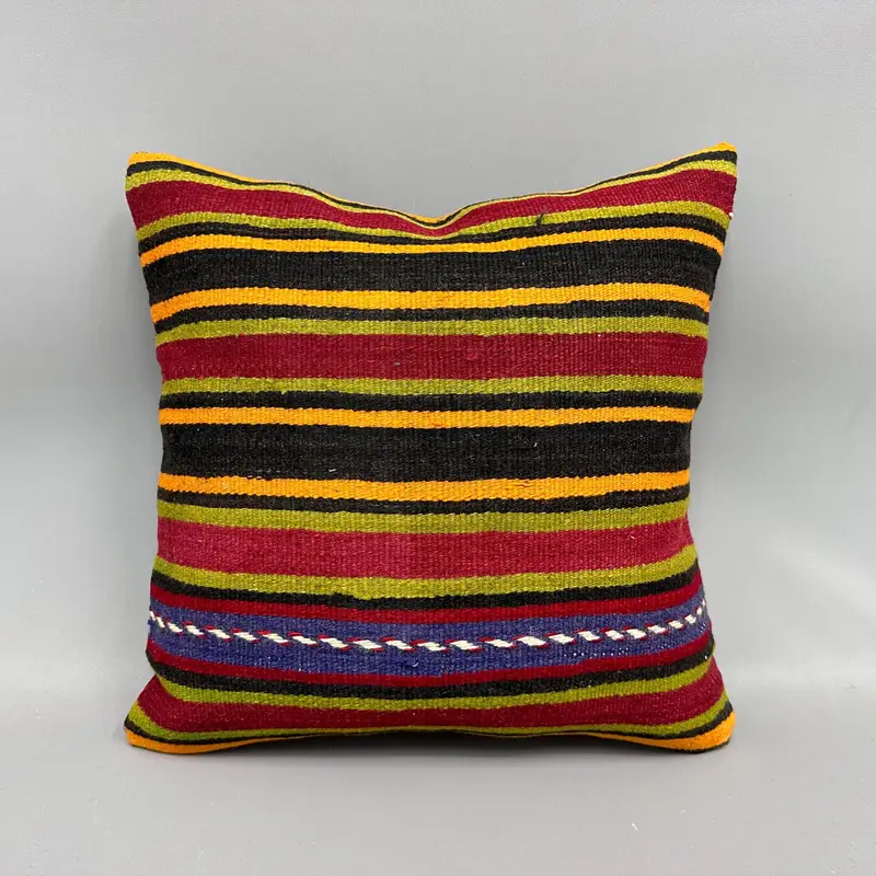 18x18 Red Cushion Case, Meditation Pillow, Rustic Pillow, Handmade Kilim Cushion, Kilim Pillow Cover, Boho Pillow, Cushion Case - 4