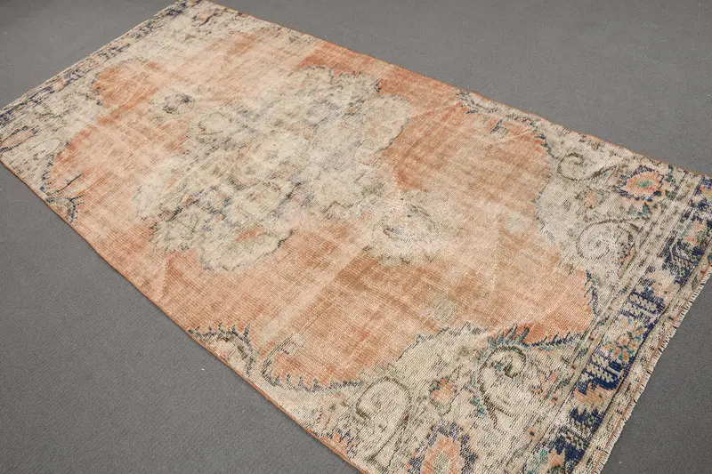 Oushak Rug, 4.1x8.5 ft Turkish Rug, Brown Oriental Rug Wool - 1