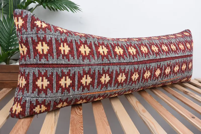 Luxury Pillow, Ethnical Kilim Rug Pillow, Crochet Pattern Pillow Sham, Vintage Kilim Pillow, Boho Pillow, 16x43 White Cushion Case, Cushion - 4