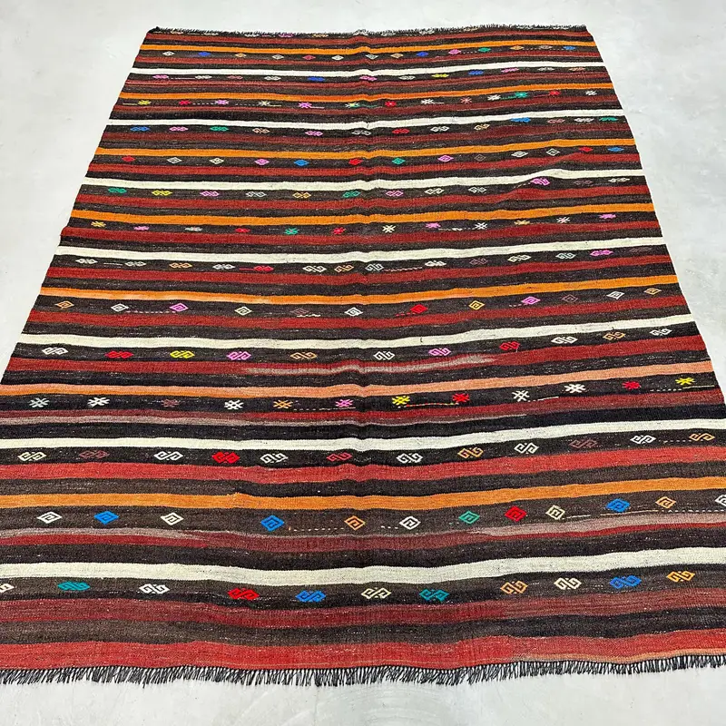 Red Southwestern Rug, 7.4x10 ft Elegant Southwestern Decor