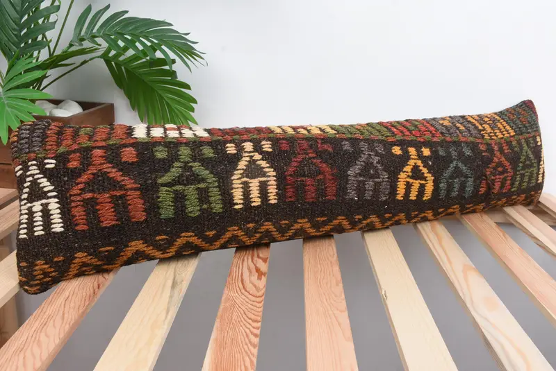 Vintage Kilim Pillow, Cushion Case, Garden Cushion, 8x36 Green Pillow, Vintage Kilim Throw Pillow, Yoga Cushion Case, Antique Pillows, Cotton Pillow - 4
