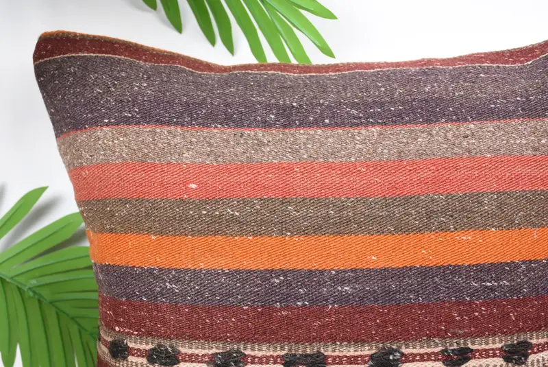 Accent Throw Cushion, Kilim Pillow, Pillow Cover, 16x16 Orange Pillow Cover, Natural Pillow Cover, Pillow for Sofa, Gift Pillow - 2