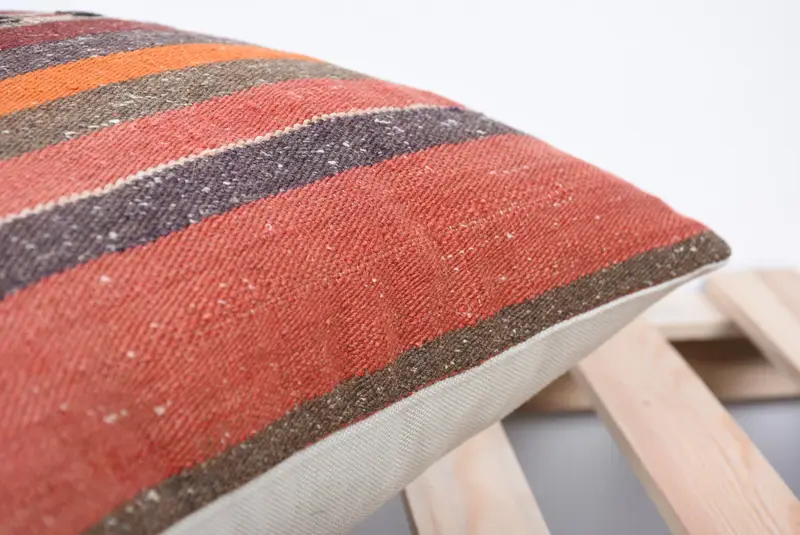 Accent Throw Cushion, Kilim Pillow, Pillow Cover, 16x16 Orange Pillow Cover, Natural Pillow Cover, Pillow for Sofa, Gift Pillow - 7