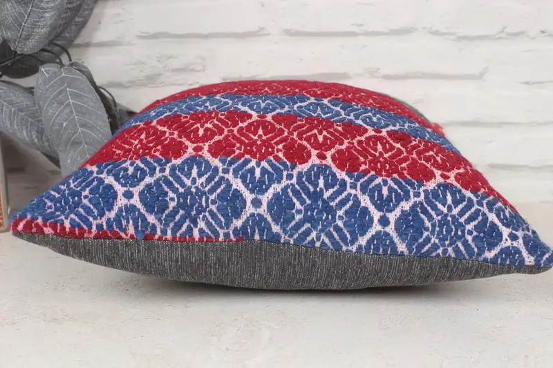 Almohada para sofá, cubierta de simulación de almohada boho, simulacro de almohada, almohada roja 14x14, caja de almohada pastel, cubierta de almohada, simulacro de cojín de kilim - 5