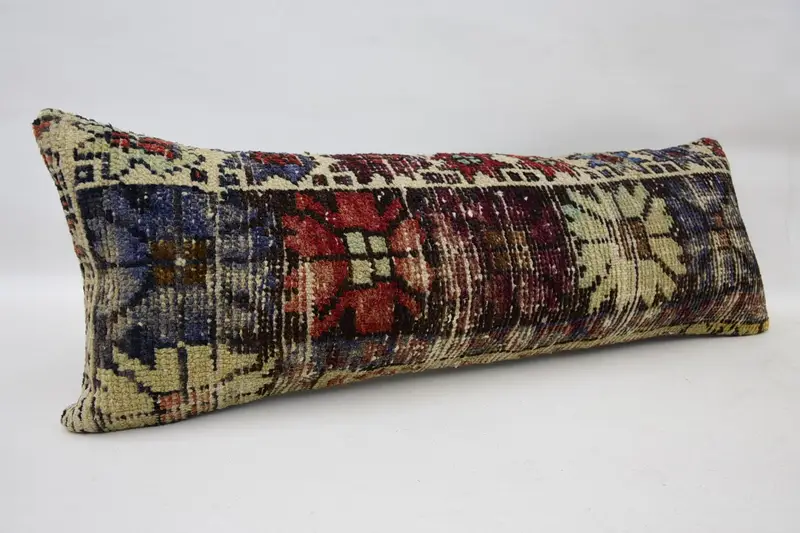12x36 Blue Pillow Cover, Retro Pillow Case, Ethnical Kilim Rug Pillow, Yoga Cushion Cover, Pillow Case, Turkish Pillow, Home Decor Pillow - 3