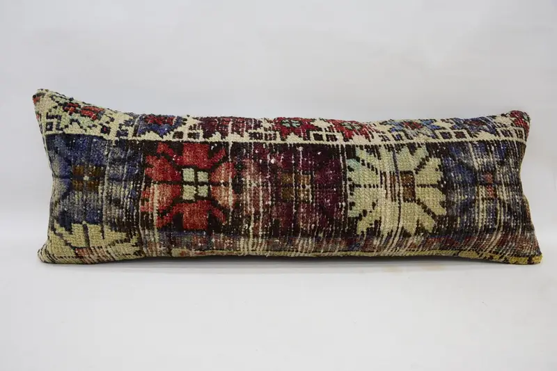 12x36 Blue Pillow Cover, Retro Pillow Case, Ethnical Kilim Rug Pillow, Yoga Cushion Cover, Pillow Case, Turkish Pillow, Home Decor Pillow - 1