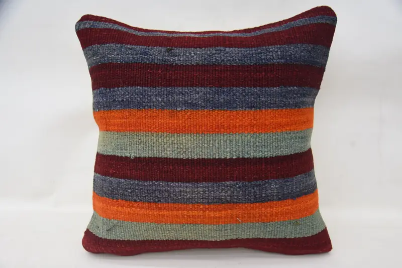 Outdoor Cushion, Antique Pillows, Living Room Throw Pillow Case, Turkish Pillow, 18x18 Blue Pillow Sham, Pillow for Sofa, Cushion Cover - 1