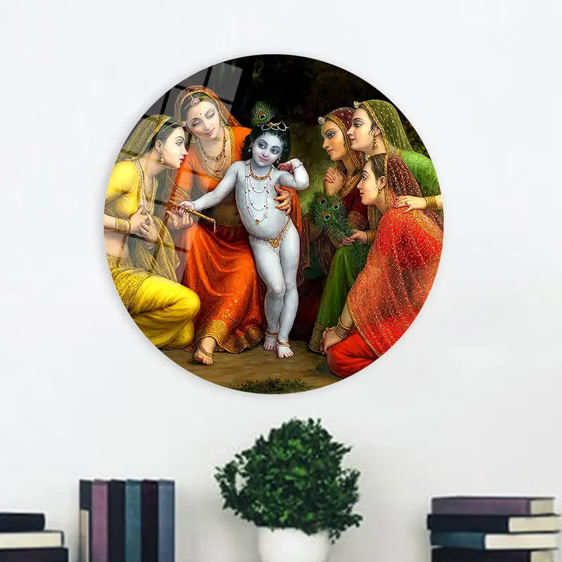 Divine Krishna Canvas: Elegant Indian Fashion Art Print