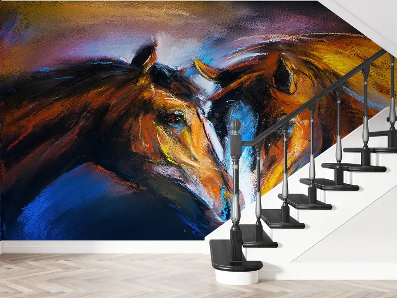 Moderne abstrakte Pferdetapete: Elegantes Dekor für Pferdeliebhaber
