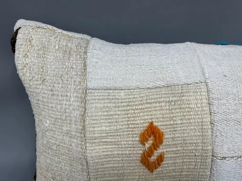Comfy Throw Cushion, 16x43 Beige Pillow Sham, Pillow Sham, Turkish Pillow, Vintage Pillow, Ethnical Kilim Rug Pillow, Farmhouse Pillow - 5