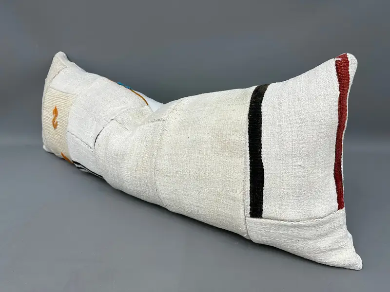 Comfy Throw Cushion, 16x43 Beige Pillow Sham, Pillow Sham, Turkish Pillow, Vintage Pillow, Ethnical Kilim Rug Pillow, Farmhouse Pillow - 3