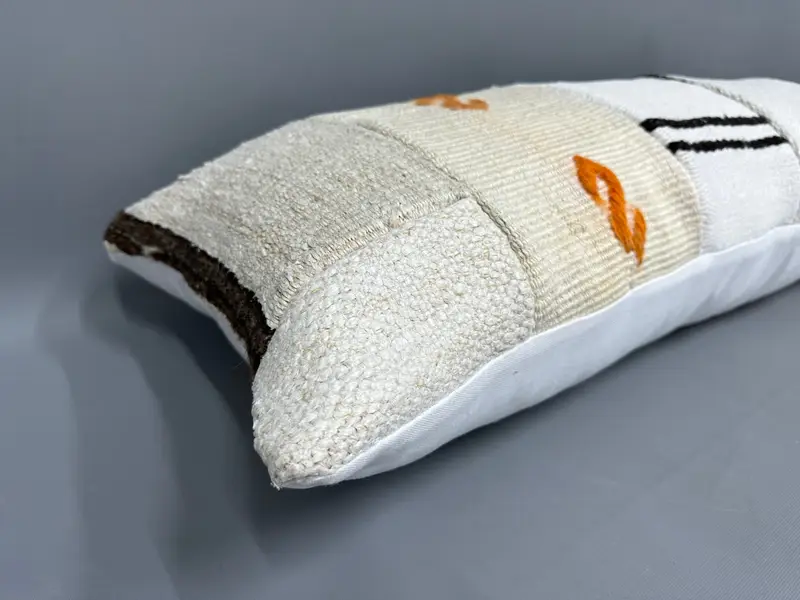 Comfy Throw Cushion, 16x43 Beige Pillow Sham, Pillow Sham, Turkish Pillow, Vintage Pillow, Ethnical Kilim Rug Pillow, Farmhouse Pillow - 6
