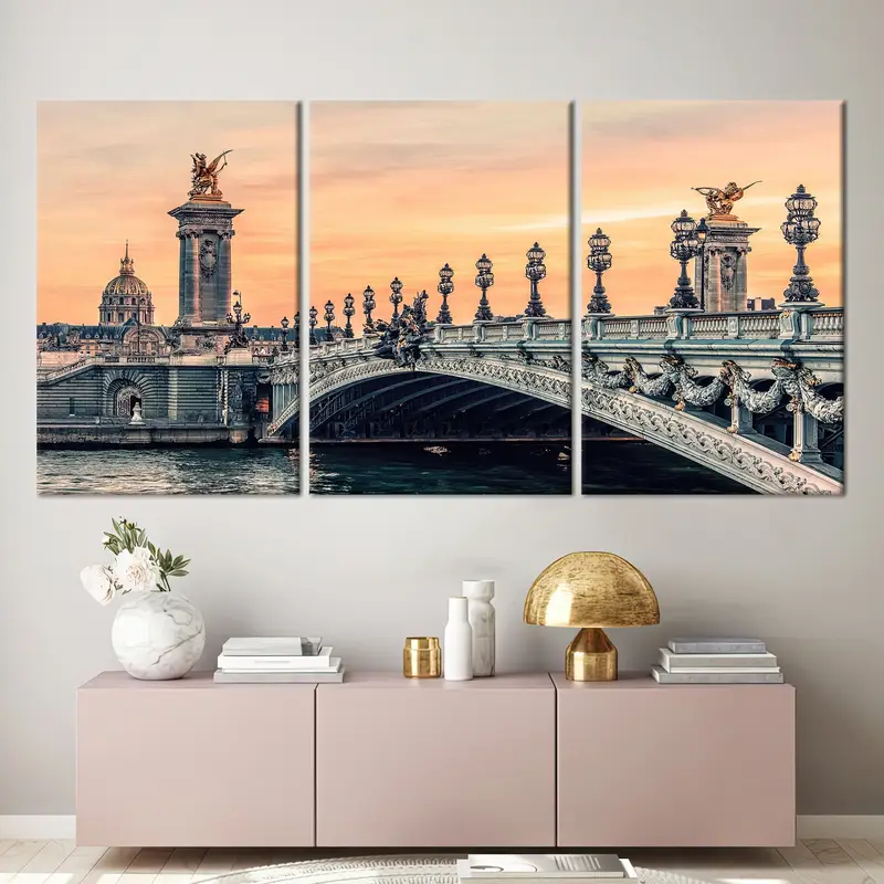 Alexandre III Bridge, Canvas Wall Art, Sunset In Paris Poster, Bridge Wall Art, Paris Landscape, City Landscape Wall Art, Cityscape Canvas, - 1