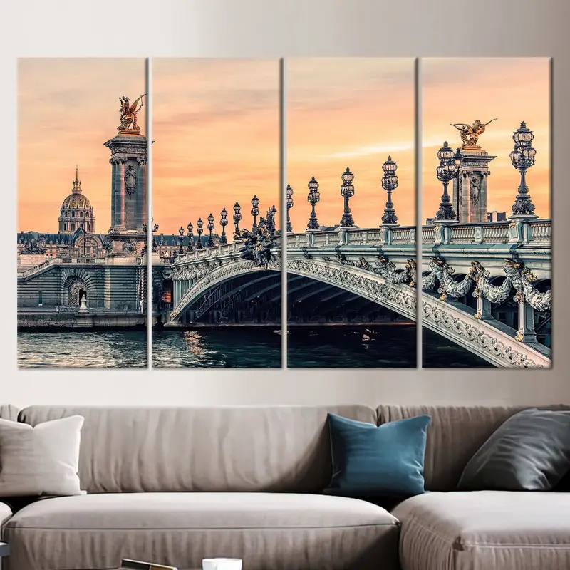 Alexandre III Bridge, Canvas Wall Art, Sunset In Paris Poster, Bridge Wall Art, Paris Landscape, City Landscape Wall Art, Cityscape Canvas, - 7