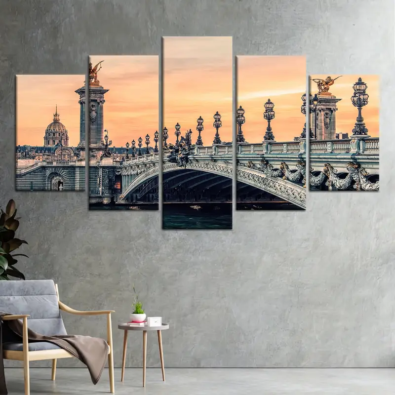 Alexandre III Bridge, Canvas Wall Art, Sunset In Paris Poster, Bridge Wall Art, Paris Landscape, City Landscape Wall Art, Cityscape Canvas, - 2