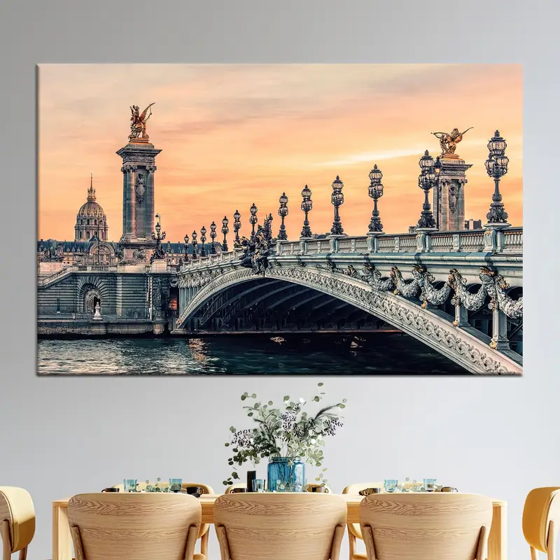 Alexandre III Bridge, Canvas Wall Art, Sunset In Paris Poster, Bridge Wall Art, Paris Landscape, City Landscape Wall Art, Cityscape Canvas, - 6