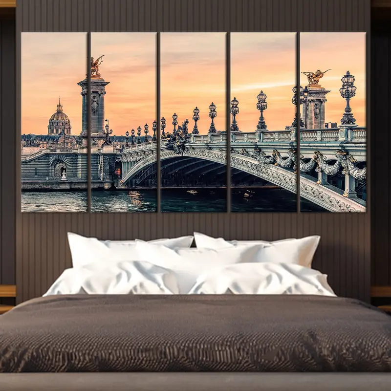 Alexandre III Bridge, Canvas Wall Art, Sunset In Paris Poster, Bridge Wall Art, Paris Landscape, City Landscape Wall Art, Cityscape Canvas, - 8