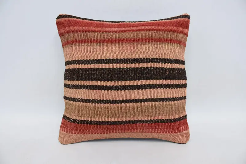 Gestreifter roter Kissenbezug, Geschenk, saisonale Dekoration, 35,6 x 35,6 cm, Euro-Kissenbezug - 1