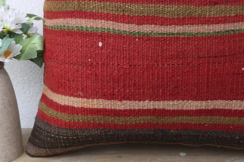 16x16 Red Pillow Case, Vintage Kilim Pillow, Pillow, Vintage Kilim Throw Pillow, Bench Pillow Sham, Gift Pillow, Outdoor Patio Cushion Cover - 3