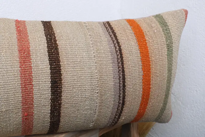 12x36 Beige Pillow Cover, Interior Designer Pillow, Neutral Pillow Cover, Cushion Cover, Kilim Cushion Sham, Vintage Kilim Throw Pillow - 5