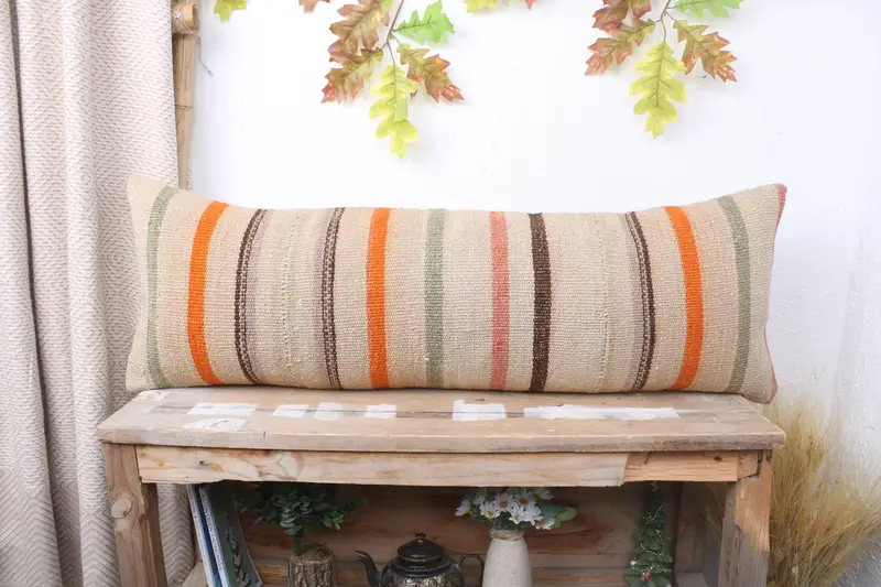 12x36 Beige Pillow Cover, Interior Designer Pillow, Neutral Pillow Cover, Cushion Cover, Kilim Cushion Sham, Vintage Kilim Throw Pillow - 1