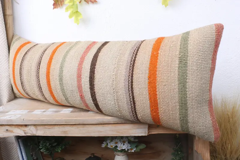 12x36 Beige Pillow Cover, Interior Designer Pillow, Neutral Pillow Cover, Cushion Cover, Kilim Cushion Sham, Vintage Kilim Throw Pillow - 4