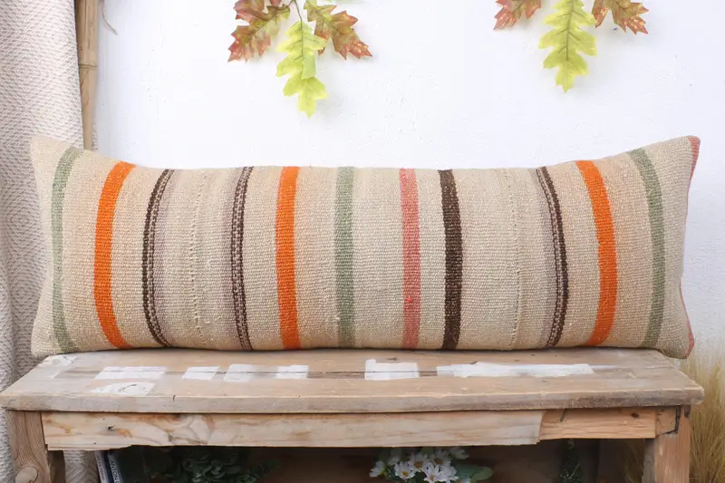 12x36 Beige Pillow Cover, Interior Designer Pillow, Neutral Pillow Cover, Cushion Cover, Kilim Cushion Sham, Vintage Kilim Throw Pillow - 2