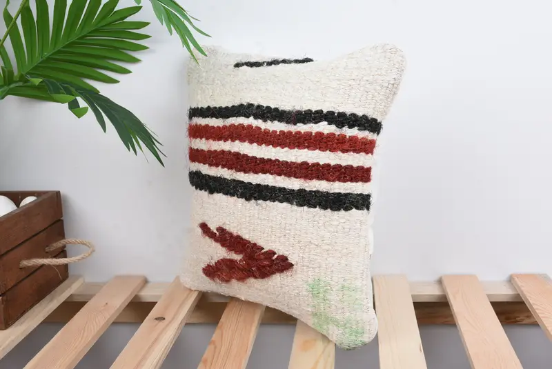 12x12 White Cushion Case, Pillow for Couch, Seat Pillow Case, Pillow Cover, Accent Throw Pillow Sham, Kilim Pillow Cover, Home Decor Pillow - 5