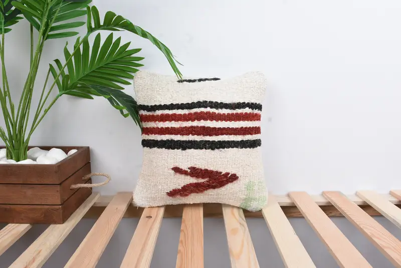 12x12 White Cushion Case, Pillow for Couch, Seat Pillow Case, Pillow Cover, Accent Throw Pillow Sham, Kilim Pillow Cover, Home Decor Pillow - 1