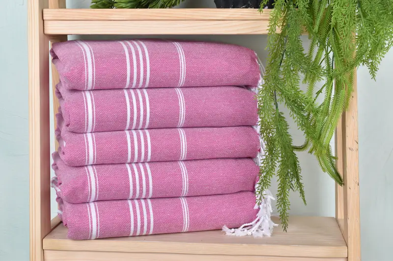 Fuchsia Cotton Towel Striped Turkish Bath Towel, 40x71 Inches