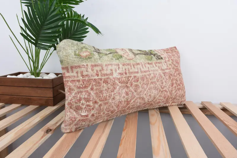 Bright Pillow Sham, Aesthetic Pillow, Boho Pillow Sham Cover, Cushion Case, Throw Kilim Pillow, 12x24 Red Pillow Sham, Turkish Kilim Pillow - 4